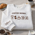Personalized Coffee Mama To-Go Cup Coffee Bean Espresso Machine Sleeve Name embroidered sweatshirt — front view