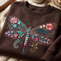 Boho Dragonfly Wildflower Botanical Wings Colorful embroidered sweatshirt — front view