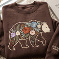 Personalized Floral Bear Wildflower Botanical Custom Name Sleeve embroidered sweatshirt — front view