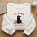 Cat Mom I Work for My Cat Black Cat Pate Can Fish embroidered sweatshirt — front view