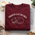 Proud Cat Mama Sleeping Cat Minimalist Line Art embroidered sweatshirt — front view