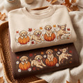 Fall Golden Retriever Puppies Pumpkin Autumn Leaves Daisy embroidered sweatshirt — front view