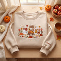 Personalized Fall Geese Pumpkin Patch Wagon Harvest Flowers embroidered sweatshirt — front view