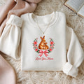 Love You Mom Bunny Mother Baby Floral Wreath Coquette Bow embroidered sweatshirt — front view