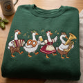 Oktoberfest Geese Accordion Pretzel Beer Dirndl Tuba Music embroidered sweatshirt — front view