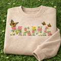 Mama Wildflower Floral Letter Monarch Butterfly Spring embroidered sweatshirt — front view
