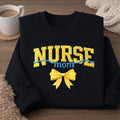 Nurse Mom Stethoscope Coquette Bow Varsity embroidered sweatshirt — front view