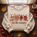 Personalized Tis the Season Fall Pumpkin Latte Football Cinnamon Roll Kawaii embroidered sweatshirt — front view
