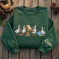 Personalized Camping Geese Campfire Tent Fishing embroidered sweatshirt — front view