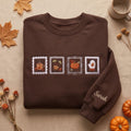 Personalized Fall Autumn Stamp Coffee Cup Acorn Pumpkin Mitten embroidered sweatshirt — front view