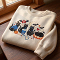 Halloween Black Cat Nurse Witch Hat Boba Stethoscope Pumpkin Bats embroidered sweatshirt — front view