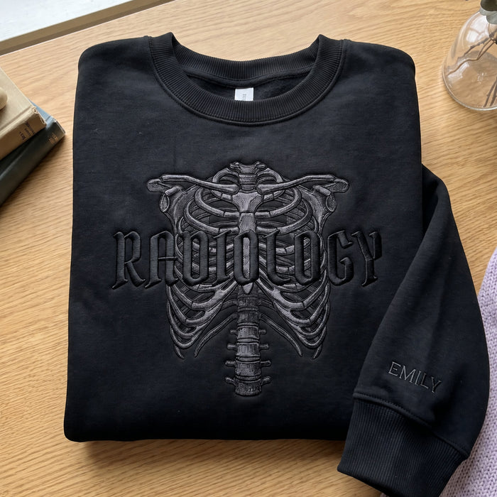 Personalized Radiology Rib Cage Skeleton Embroidered Sweatshirt