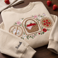 Personalized Strawberry Picnic Basket Honey Jar Floral Cottagecore embroidered sweatshirt — front view