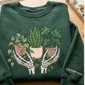 Personalized Skeleton Hands Holding Potted Plants embroidered sweatshirt — front view
