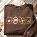 Personalized Fall Framed Goose Coffee Book Harvest Basket Autumn embroidered sweatshirt — front view