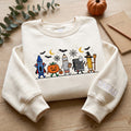 Personalized Halloween Teacher Crayon Pumpkin Mummy Book Pencil Witch embroidered sweatshirt — front view