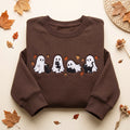 Halloween Ghost Black Cat Autumn Leaves Four Scenes embroidered sweatshirt — front view