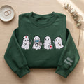 Personalized Halloween Nurse Ghost Crew Medical embroidered sweatshirt — front view