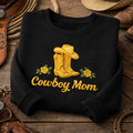 Cowboy Mom Boots Hat Wildflowers Western embroidered sweatshirt — front view