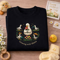 Mama Duck Garden Ducklings Growing with Mama embroidered sweatshirt — front view