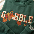 Personalized Gobble Turkey Maple Leaves Acorn Thanksgiving embroidered sweatshirt — front view