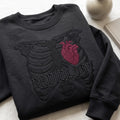 Personalized Radiology Anatomical Heart Rib Cage Skeleton embroidered sweatshirt — front view