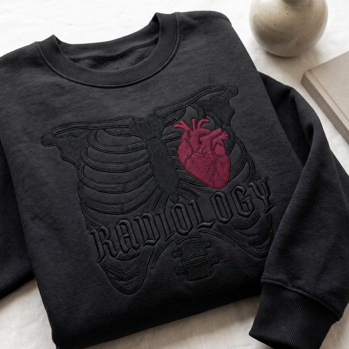 Personalized Radiology Anatomical Heart Rib Cage Skeleton Embroidered Sweatshirt