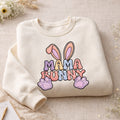 Mama Bunny Easter Pastel Puff Letters Bunny Ears Paws embroidered sweatshirt — front view