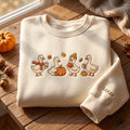 Personalized Fall Autumn Geese Pumpkin Coffee Leaves embroidered sweatshirt — front view