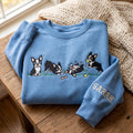 Personalized Boston Terrier Playing Fetch Grass Bone Tennis Ball embroidered sweatshirt — front view
