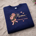 Mama Forever Loved Floral Bouquet Bow Hearts embroidered sweatshirt — front view