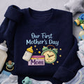 Personalized Our First Mother's Day Baby Bottle Alarm Clock Mom embroidered sweatshirt — front view
