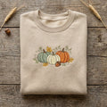 Fall Three Pumpkins Acorn Autumn Leaves Vines embroidered sweatshirt — front view