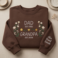 Personalized Dad Grandpa EST Year Floral Wreath Names on Sleeve embroidered sweatshirt — front view