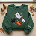 Personalized Halloween Ghost Three Cats Stars embroidered sweatshirt — front view