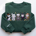 Personalized Halloween Cute Ghost Witch Mummy Skeleton Devil Cat Scarecrow embroidered sweatshirt — front view