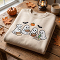 Halloween Ghost Baking Cookies Pumpkin Bats Cute Spooky embroidered sweatshirt — front view