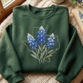 Texas Bluebonnet State Wildflower Botanical embroidered sweatshirt — front view