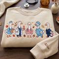 Personalized Fall Nurse Geese Medical Team Scrubs Stethoscope Autumn Leaves embroidered sweatshirt — front view