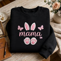 Mama Easter Bunny Ears Paws Butterflies embroidered sweatshirt — front view