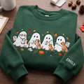 Personalized Halloween Ghost VET Tech Fall Leaves Pumpkin Cats Dogs embroidered sweatshirt — front view