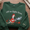 Personalized Firefighter Duck Off to Fight Fires Hose Flames embroidered sweatshirt — front view