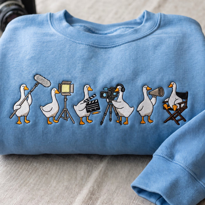 Personalized Film Crew Geese Squad Camera Clapper Megaphone Director Chair Embroidered Sweatshirt
