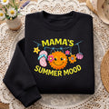 Mama's Summer Mood Sunshine Smiley Face Flip Flop Seashell embroidered sweatshirt — front view