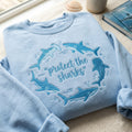 Protect the Sharks Circle Ocean Wildlife Conservation embroidered sweatshirt — front view