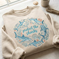 Protect the Sharks Ocean Wildlife Wreath embroidered sweatshirt — front view