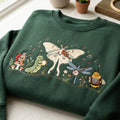 Bug Band Luna Moth Ladybug Caterpillar Dragonfly Bee Music Cottagecore embroidered sweatshirt — front view