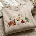 Bug Band Snail Bee Ladybug Grasshopper Music Notes Cute Insect Orchestra embroidered sweatshirt — front view