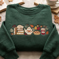 Autumn Books Teapot Pie Jam Cat Cozy Fall Vibes embroidered sweatshirt — front view