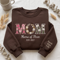 Personalized Mom Floral Letters Mama of Three EST Year Kids Names embroidered sweatshirt — front view